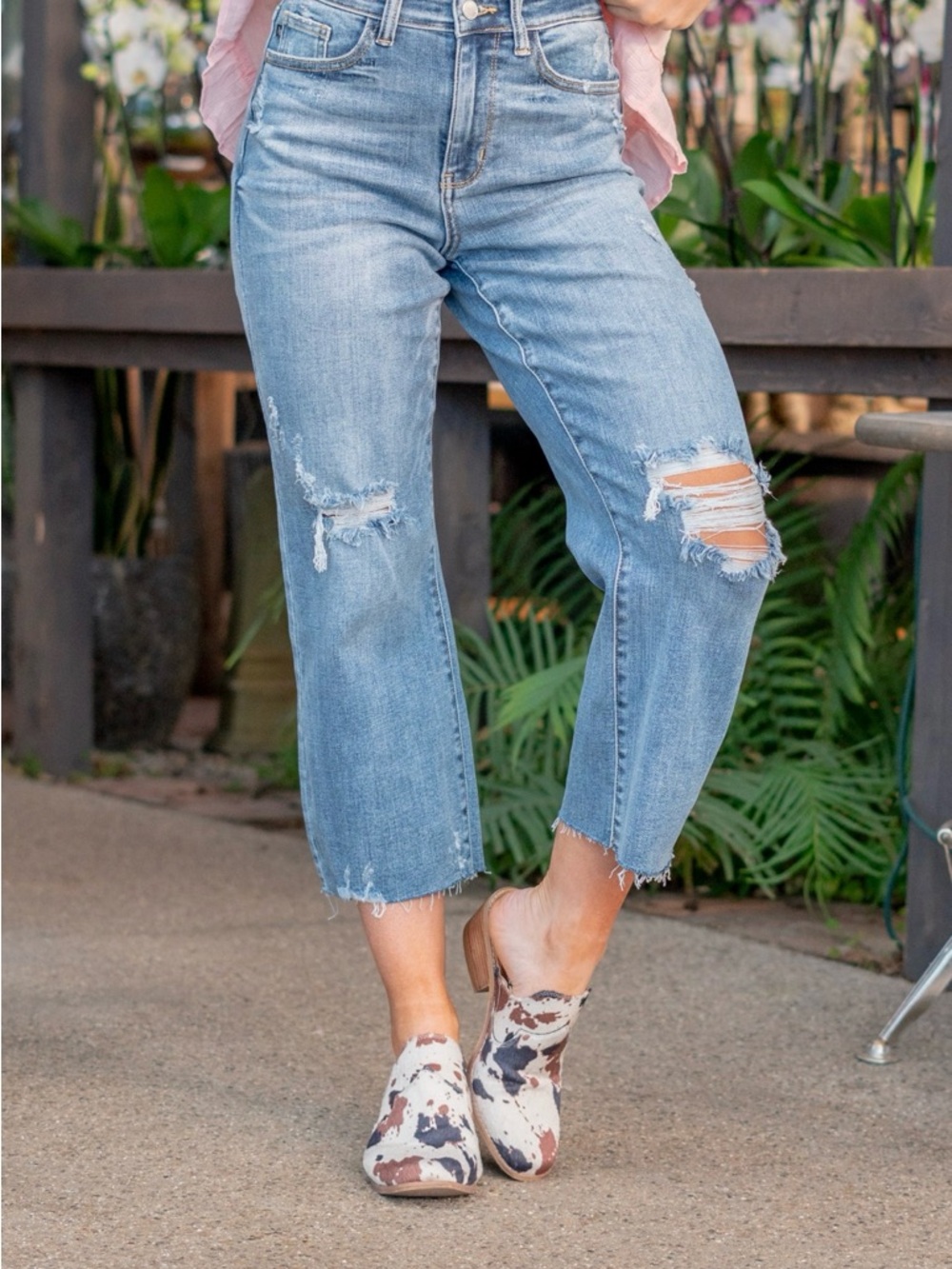 Judy Blue Distressed Wide-Leg Women’s Jeans - Light Blue 14W - Picture 6 of 7